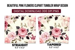Beautiful pink Flowers clipart tumbler warp design Product Image 3