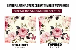 Beautiful pink Flowers clipart tumbler warp design Product Image 3