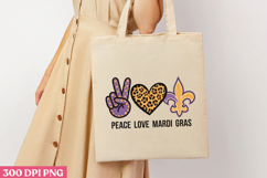 PEACE LOVE MARDI GRAS PNG, Mardi Gras Sublimation PNG Product Image 3