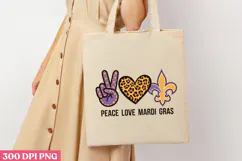 PEACE LOVE MARDI GRAS PNG, Mardi Gras Sublimation PNG Product Image 3