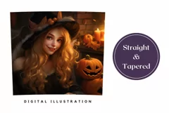 Cute Witch Tumbler Wrap Design PNG, Halloween Sublimation Product Image 3