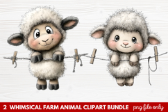 Whimsical Farm Animal Clipart | Cute Farm Animals PNG Set Product Image 1