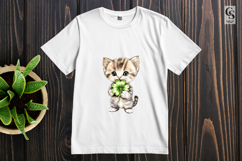 Cute Kitten Lucky Clover Clipart Sublimation PNG Product Image 3