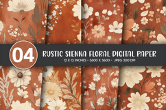 Rustic Sienna Floral Digital Paper Product Image 1