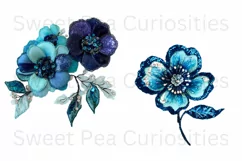 Sequin Flowers, Ephemera, PNG, watercolor, Clipart Product Image 3
