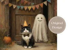 Vintage Halloween Tumbler Wrap, Ghost Tumbler Design Product Image 3