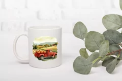 Red Farm Truck Illustration, Watercolor Fall Pumpkins Print Product Image 3