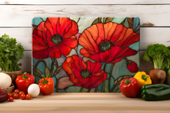 Stained Glass Poppy Flower Cutting Board | Cutting Board png Product Image 3