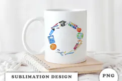 Watercolor School Supplies Wreath png Product Image 3