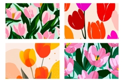 Cartoon Tulips Cosmetic Bag, Floral Cosmetic Bag PNG Product Image 3