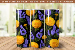 Lavender & Marigold Flower Tumbler Wrap | 20 oz tumbler wrap Product Image 1