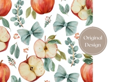 Apples Tumbler Wrap Design, Cute Bows Tumbler, Apples PNG Product Image 3