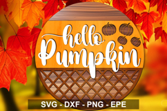 Hello Pumpkin Round Sign SVG | Fall Door Hanger Product Image 3