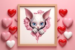 Valentine Cat Peeking Around Clipart Product Image 3