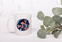 Neon Forest Illustration PNG, Neon Mushrooms PNG Product Image 3