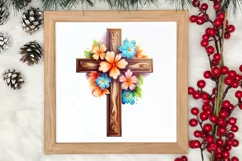 Christmas Cross Watercolor Clipart, Jesus Christ Clipart Product Image 3