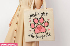 Just A Girl Who Loves Cats PNG, Cat Mom Sublimation PNG Product Image 1
