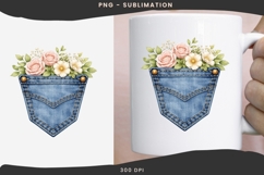 Denim pocket flowers png design for T-shirts Product Image 3