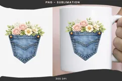 Denim pocket flowers png design for T-shirts Product Image 3
