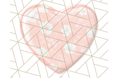 Pastel Puffy Patterned Hearts Clipart PNG, 3D Look Heart Png Product Image 3