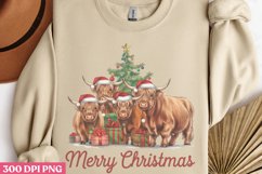 Merry Christmas PNG,Highland Cow Sublimation PNG Product Image 3
