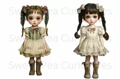 Girls, Ephemera, PNG, watercolor, Clipart Product Image 3