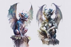 Gargoyle clipart, Halloween clipart, Watercolor clipart Product Image 3