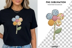 Patchwork Flower PNG | Vintage Fabric Floral Clipart Product Image 1