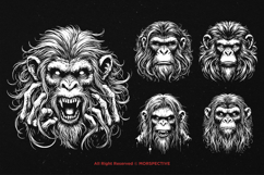 10 Bundle Dark Art Scary Monkey Face Apes Tattoo Clipart Product Image 5