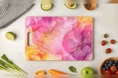Pink &amp; Yellow Alcohol Ink Cutting Boards sublimation Design Product Image 3