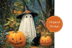 Floral Halloween Ghost Tumbler, Halloween Black Cat Tumbler Product Image 3