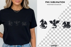 Black Embroidery Dragon PNG | Fantasy Dragon Clipart, Gothic Product Image 3