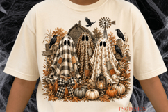 Fall Ghost PNG, Farmhouse Halloween Sublimation,Rustic Ghost Product Image 1