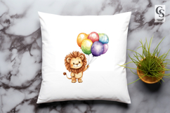 Cute Lion with Balloons Clipart PNG Product Image 3