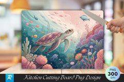 Pastel Underwater Turtle Cutting Board PNG Product Image 1
