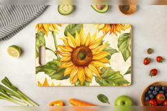 Watercolor Sunflowers Cutting Boards sublimation Design Product Image 3