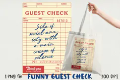 Funny Guest Check PNG Vintage Diner Style, Sublimation PNG. Product Image 1