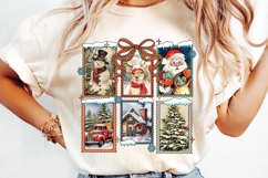 Vintage Christmas Postcard Sublimation, Christmas Png Product Image 2