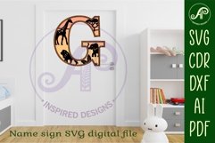 Safari animals Large G wall Letter 3 layer sign Product Image 3