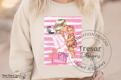 Love You Mom Fashion Blonde Mother &amp; Cute Baby Clipart PNG Product Image 6