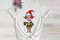 Christmas Elf Watercolor Clipart, Christmas PNG Product Image 3