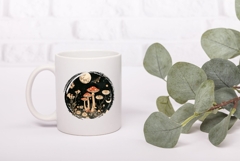 Celestial Mushrooms Illustration, Boho Night Forest PNG Product Image 3