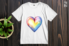 Watercolor Pastel Rainbow Heart Clipart Sublimation PNG Product Image 2
