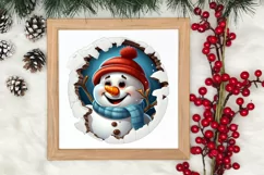 Christmas Snowman Peeking Clipart PNG Product Image 3