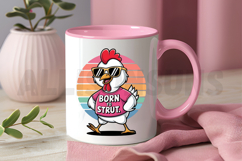 Cartoon Chicken With Sunglasses Born To Strut Retro Sunset Product Image 3