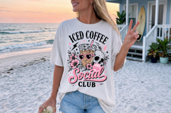 Skeleton Iced Coffee Lover PNG, Trendy Coquette Caffeine Product Image 3