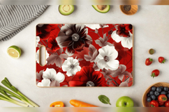 Red &amp; White Flowers Cutting Boards sublimation Designs Product Image 3