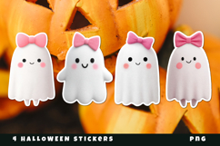 Kawaii Ghost Stickers PNG | Halloween Printable Stickers Product Image 1