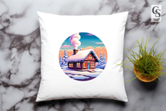 Winter Snowy Cottage Clipart Sublimation PNG Product Image 3