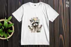 Cute Floral Raccoon Watercolor Illustration Clipart PNg Product Image 2